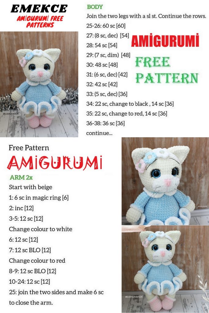 Amigurumi Velvet Cute Cat Free Crochet Pattern – Emekce.com